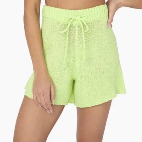 WeWoreWhat Pants - WeWoreWhat Lime Green Knit Sweater Shorts